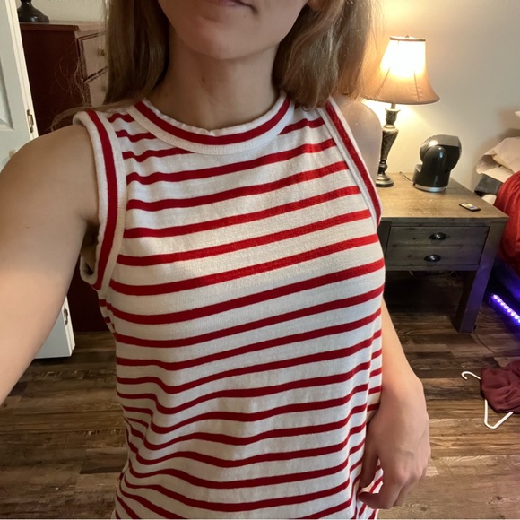 LOFT Red and White Striped Top - Picture 4 of 4